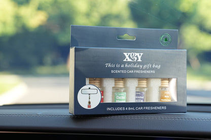 Car Air Freshener X&Y Four-Bottle Hanging Diffuser Gift Set with Eight available Style and Collection Options