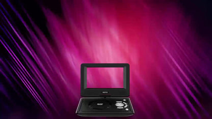 9.5-Inch Portable DVD Player with 270° Swivel Screen, Dual Speakers and Black or Blue Finish
