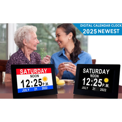 Digital Photo Frame Clock Large Display Calendar Alarm Clock for Seniors USB Powered Supports for Entryways, Bedrooms and Living Spaces