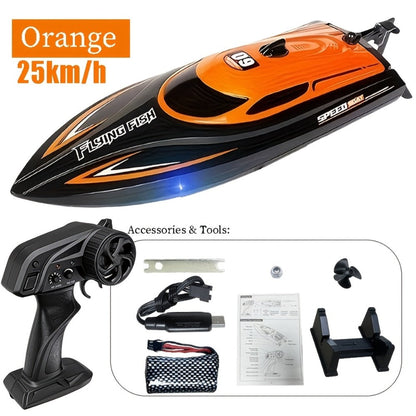RC Speedboat 30KM/H with LED Night Navigation Lights with the Listed Color, Size or Set Options for Everyday Use
