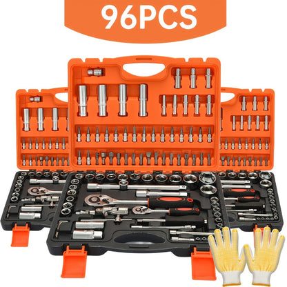 Ratchet Socket Wrench Set with Handle – 50/53/96/123/218/999PCS | 3/8" Drive CR-V Steel | Metric & Imperial Sizes | Car Maintenance