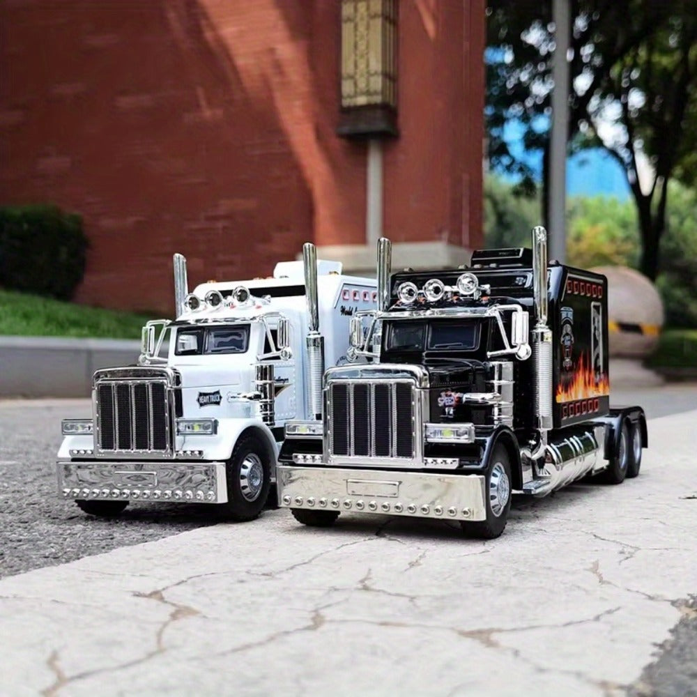 Semi Truck Toy 1:24 Scale Die-Cast Metal Pull-Back Alloy Semi-Trailer Truck with the Listed Color, Size or Set Options for Everyday Use