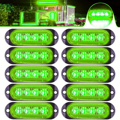 LED Side Marker Indicator Lamps 10pcs, 12V-24V 10-LED ABS Clearance Lights for Car Truck Trailer, Plug-and-Play Side Indicator Light Kit