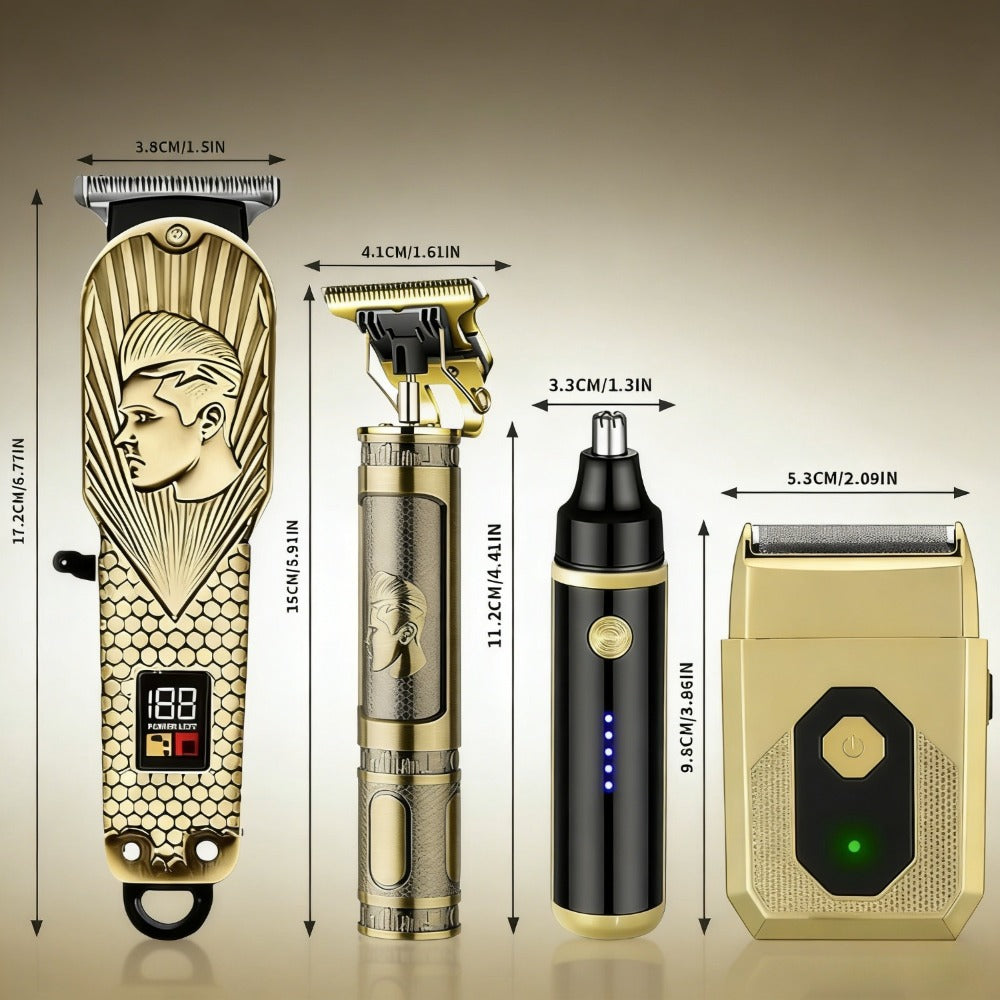 Hair Clipper & Beard Trimmer Set for Men USB Rechargeable with LCD Display – Professional Cordless Barber Kit Home Grooming Bundle