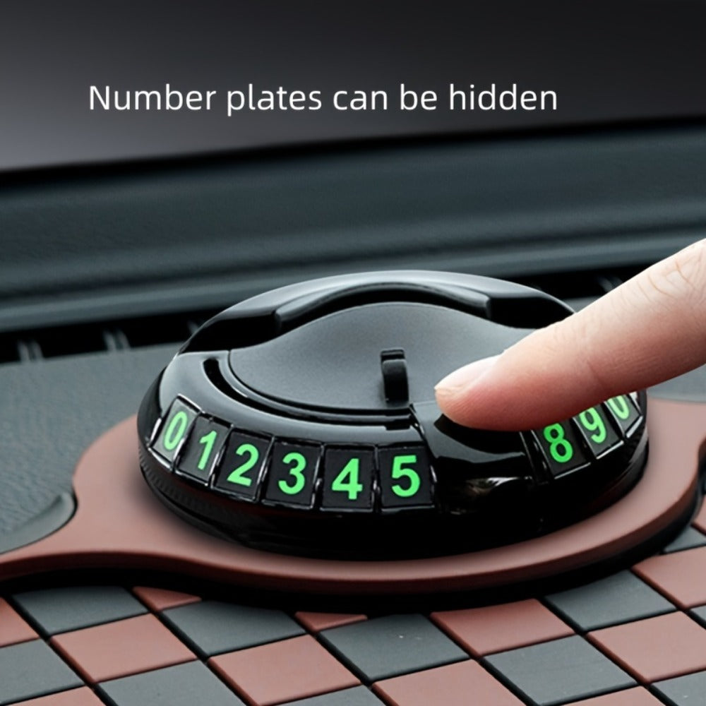 Car Dashboard Anti-Slip Pad with Phone Holder & Digital Number Plate Stickers – Multifunctional Non-Slip Dashboard Storage Mat for Car