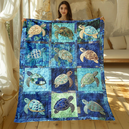 1pc Underwater Turtle Splicing Pattern Blanket- Home Furnishings Bedding Throw for Sofa Bed for Sofas, Beds and Everyday Home Comfort