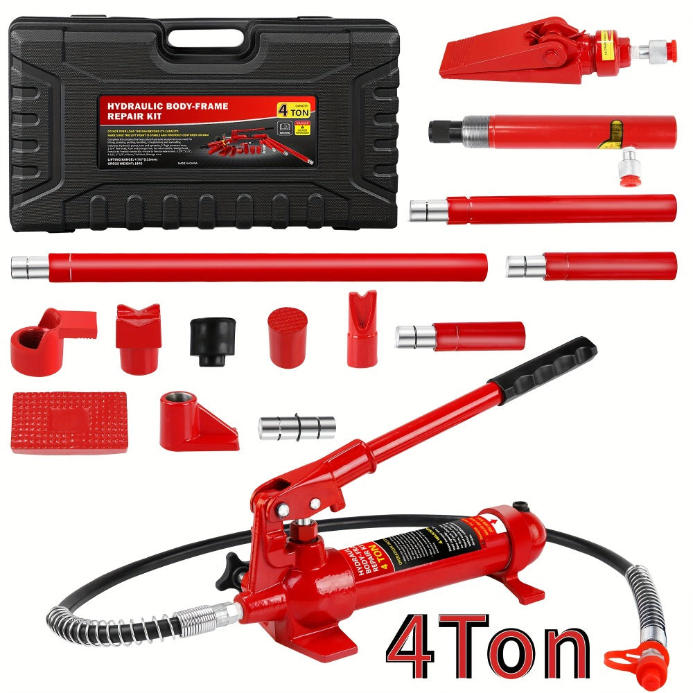 Porta Power Hydraulic Jack Kit 4 / 10 / 20 Ton, High Carbon Steel Body Repair Ram Set for Pulling Pushing Lifting Bending Straightening