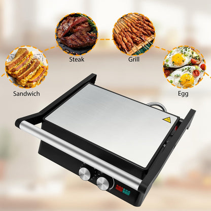 Panini Press Grill 3-in-1 Electric Indoor Grill with Non-Stick Plates - 180° Flat Grill for Entryways, Bedrooms and Living Spaces