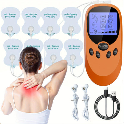 TENS EMS Dual Channel Stimulator Massager, 8 Electrodes for Back, Shoulder & Knee Pain, Recovery