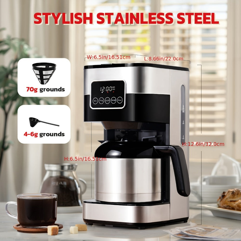 Touch Screen Programmable Drip Coffee Maker, Stainless Steel, Pause & Serve, Customizable Brew Strength