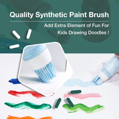 12-Color Neon Squeezable Tempera Paint Brush Pen Set with 24 ml Source Fill Labels and Tray