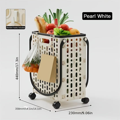 Foldable Shopping Cart with Wheels and Handle Large Capacity Portable Trolley for Grocery Camping Travel Laundry Beach Outdoor Home