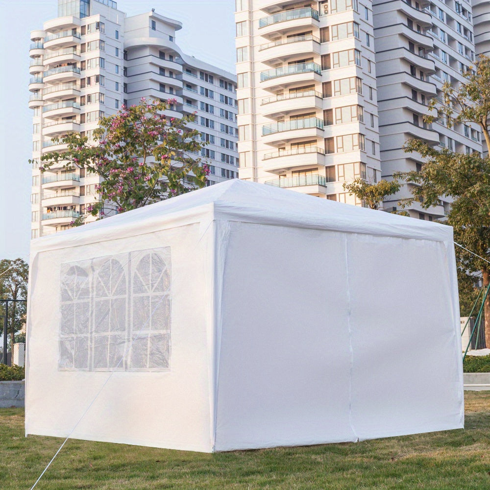 10x10ft White Party Canopy Tent with No Sidewalls, Three Sidewalls or Four Sidewall Configuration Options