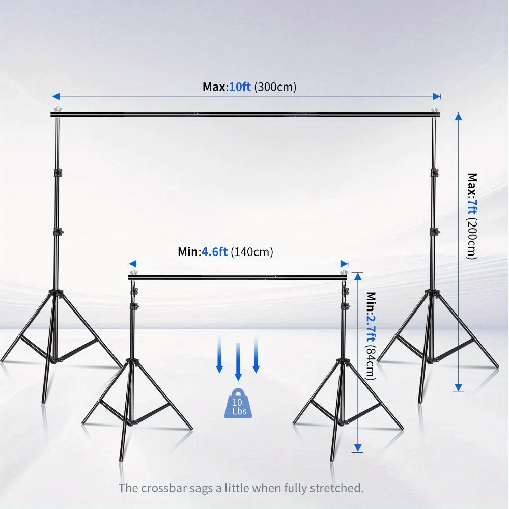 10x7ft Adjustable Backdrop Stand Kit for Photo Studio – Background Support System with 2 Stands, 4 Crossbars