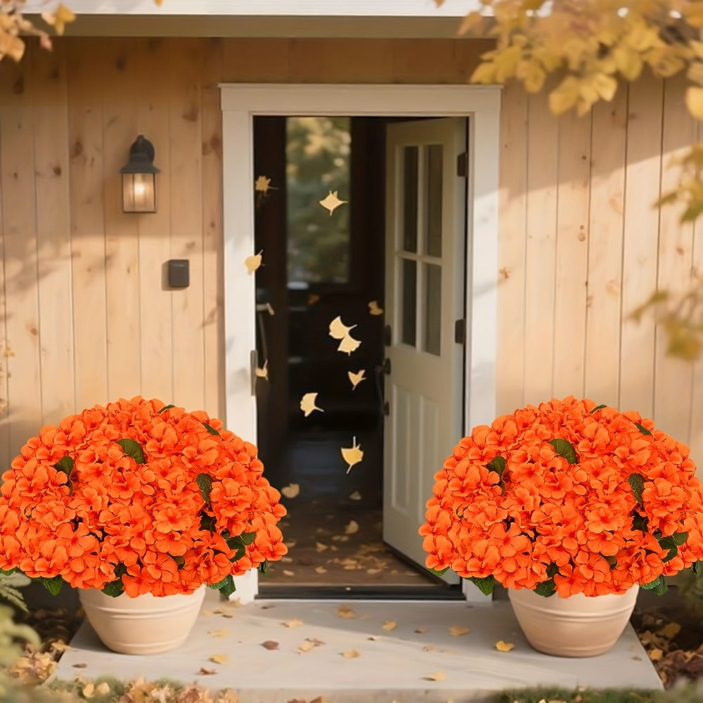 Artificial Flowers 13.77-Inch Geranium, Rose, Marigold or Hydrangea Styles in 8 and 16-Piece Options