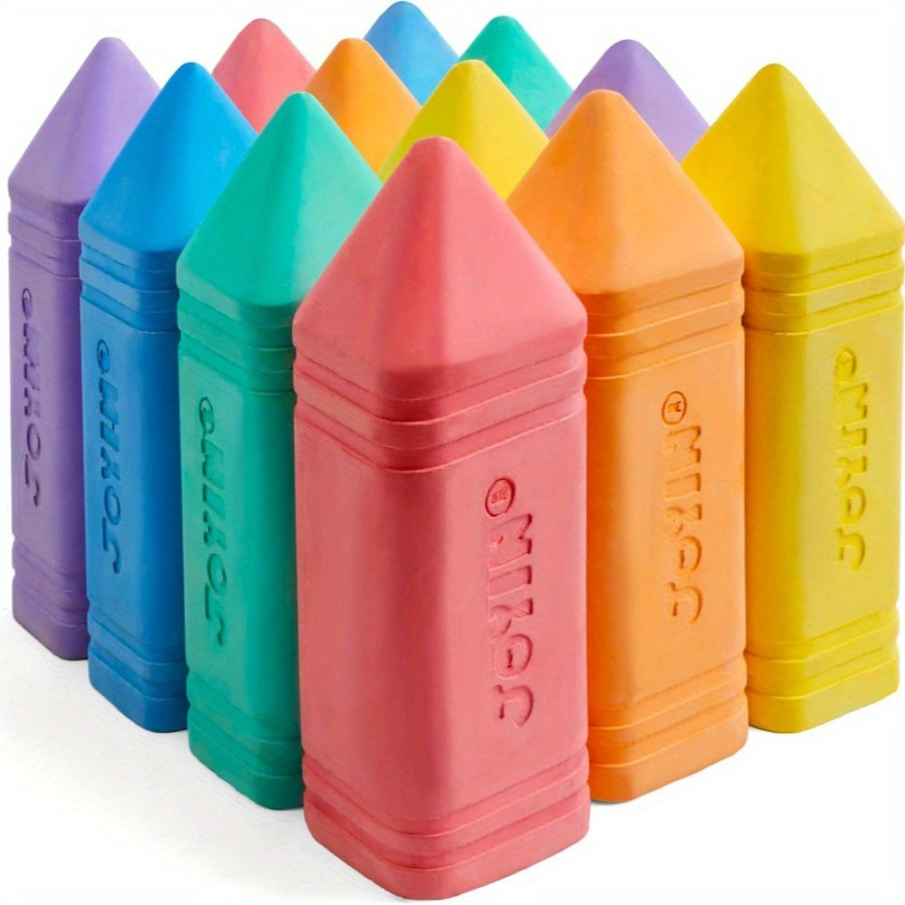 Jumbo Sidewalk Chalk 12 Pack 6 Colors Outdoor Chalk for Kids Toddlers Cone with the Listed Color, Size or Set Options for Everyday Use