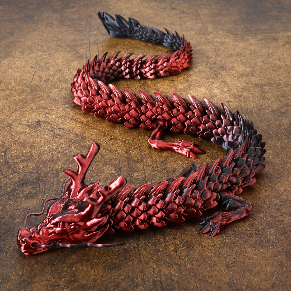 3D Printed Dragon 35.4 Inch with Flexible Joints – Articulated Poseable Dragon Figurine for Car Dashboard, Home Decor & Desk Display