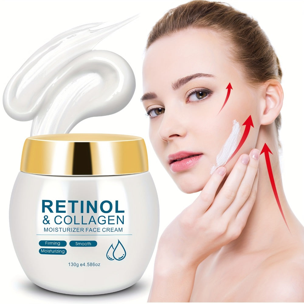 Face Cream Retinol Collagen 130g Jar or Face-and-Neck Cream Duo with Hyaluronic Acid and Vitamin E