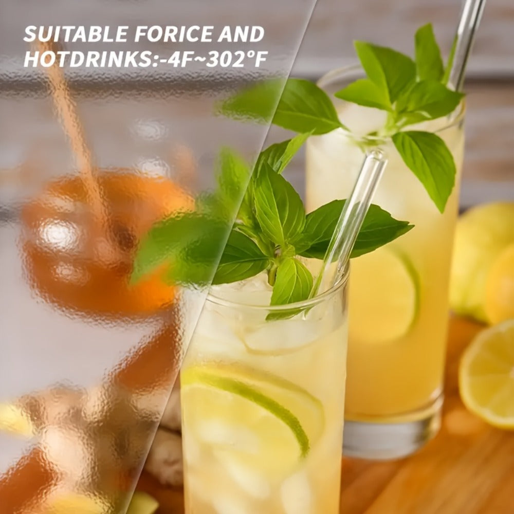 Glass Straws Set 12 Pack with Cleaning Brushes - Reusable Borosilicate Heat Resistant for Entryways, Bedrooms and Living Spaces