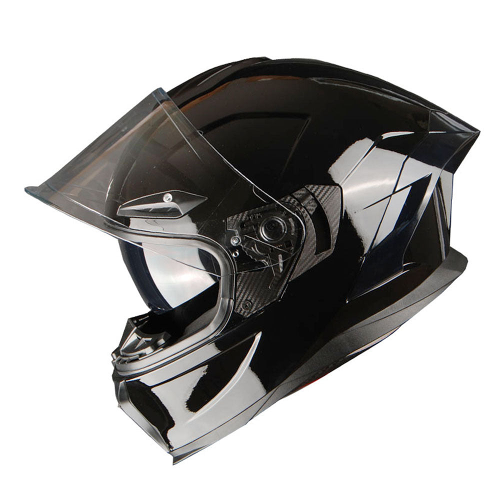 Motorcycle Helmet Full-Face Dual-Visor Shell with Clear Outer Shield, Smoked Inner Visor, Nine Colors and S-XL Sizes