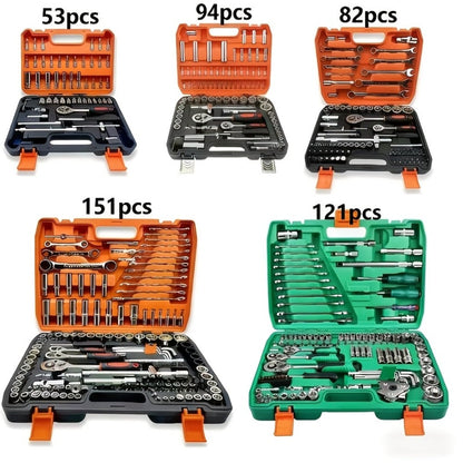 Premium Stainless Steel Repair Tool Kit 55/82/94/121PCS – Complete Automotive & Home Repair Set | Multi-Function Hand Tools | No Charging