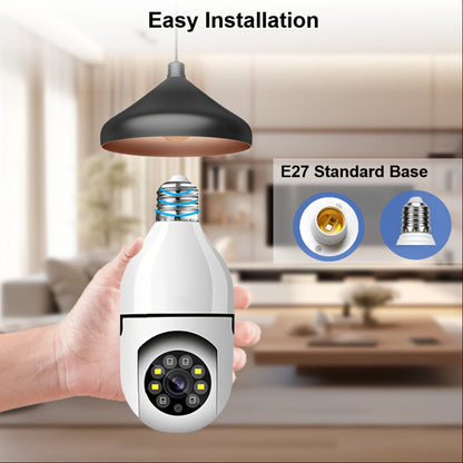 E27 Bulb Camera 360° Pan & Tilt 3MP 1080P, Full-Color Night Vision, Two-Way Audio, Motion Detection