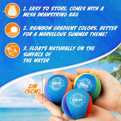 Water Bouncing Balls Set of 5 with Mesh Bag, Colorful Skipping Water Balls for Pool Beach Lake Outdoor Play
