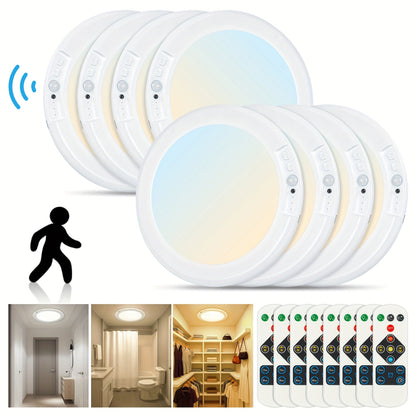 Rechargeable LED Ceiling Light with Motion Sensor, Remote Control Dimmable, 3 Color Temps 3000K/4500K/6500K