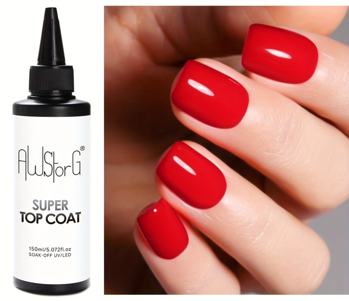 Gel Nail Polish Super-Glossy Top Coat in 15ml Soak-Off Formula with UV/LED Cure for Nail Art