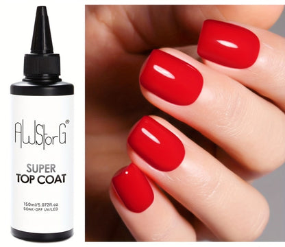 Gel Nail Polish Super-Glossy Top Coat in 15ml Soak-Off Formula with UV/LED Cure for Nail Art