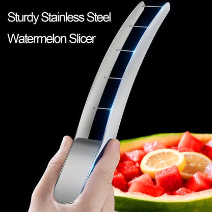 Tong-Style Watermelon Cube Cutter with Stainless Steel Arms, Marked Spacing and Black Handle