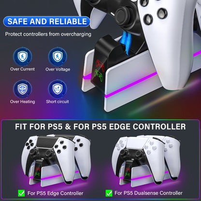 PS5 Controller Charging Station 9-Color LED Light Fast Charging Dock for DualSense & DualSense for an Everyday Personal Care Routine