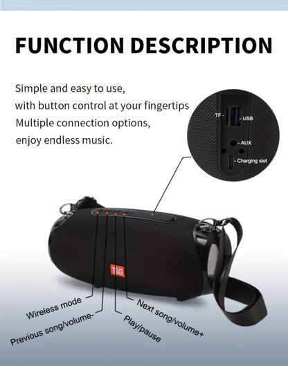 Portable Bluetooth Speaker TG534 with Dual Drivers, TWS, FM Radio, TF, USB and Built-In Microphone