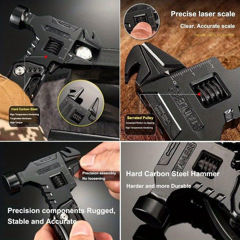 16-in-1 Multitool Stainless Steel – Compact EDC Pocket Tool with Pliers, Adjustable Wrench, Screwdrivers & Knife | Camping Gear & Gift