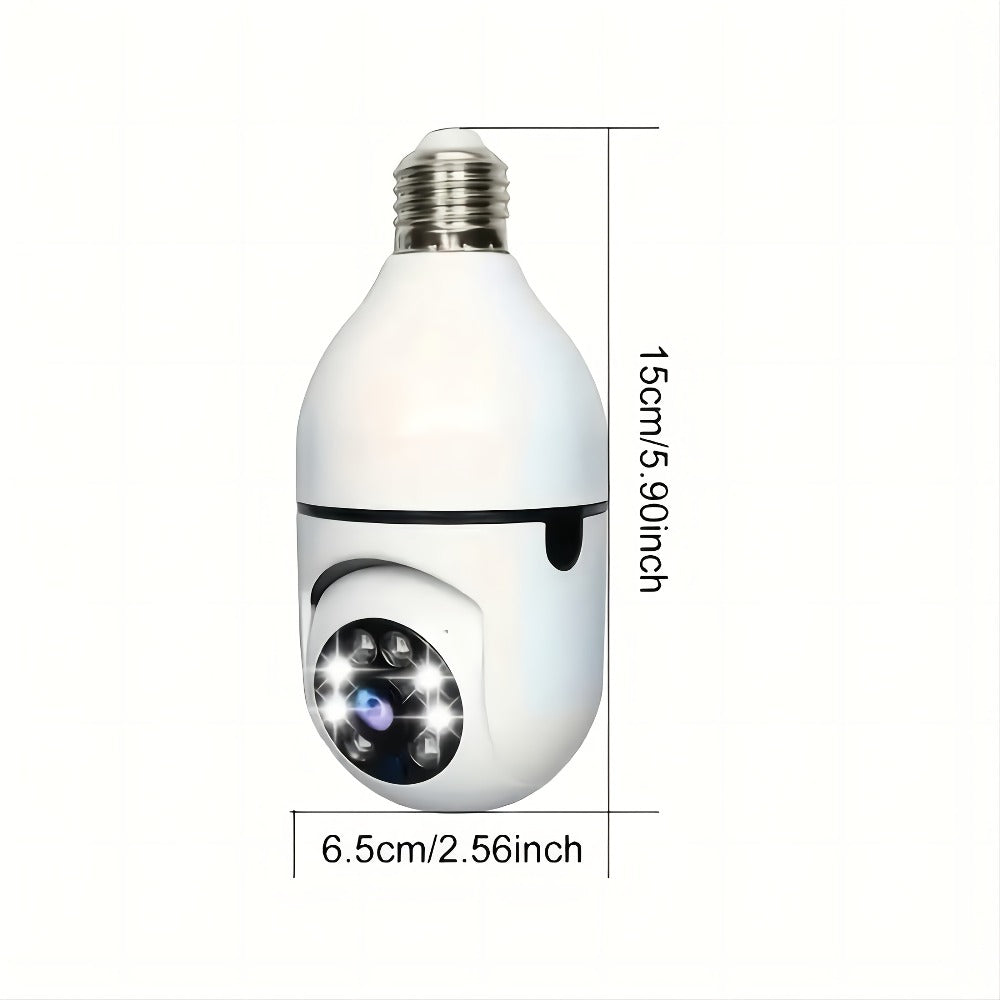 E27 Bulb Camera 360° Pan & Tilt 3MP 1080P, Full-Color Night Vision, Two-Way Audio, Motion Detection