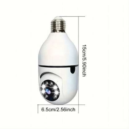 E27 Bulb Camera 360° Pan & Tilt 3MP 1080P, Full-Color Night Vision, Two-Way Audio, Motion Detection
