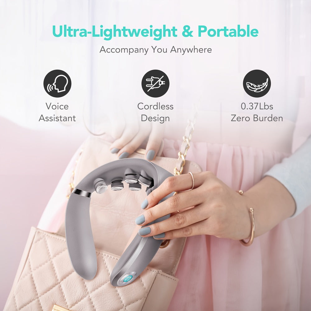 Neck Massager with Heat Cordless Electric Kneading, Wearable Hands-Free Portable Neck Shoulder Massager USB Rechargeable