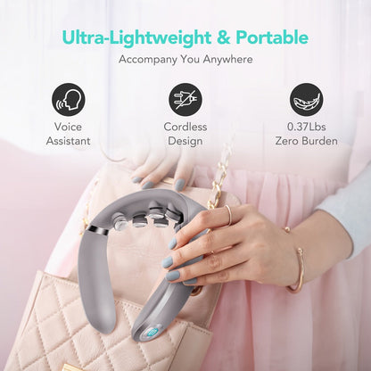 Neck Massager with Heat Cordless Electric Kneading, Wearable Hands-Free Portable Neck Shoulder Massager USB Rechargeable