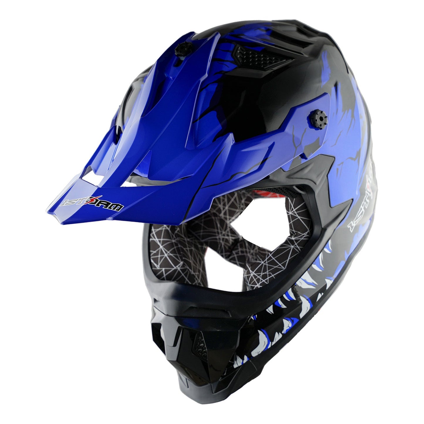 Motorcycle Helmet 1STORM Dirt-Bike Full-Face Shell with Peak Visor, XS-XXL Sizes, Padded Liner and Graphic Styles