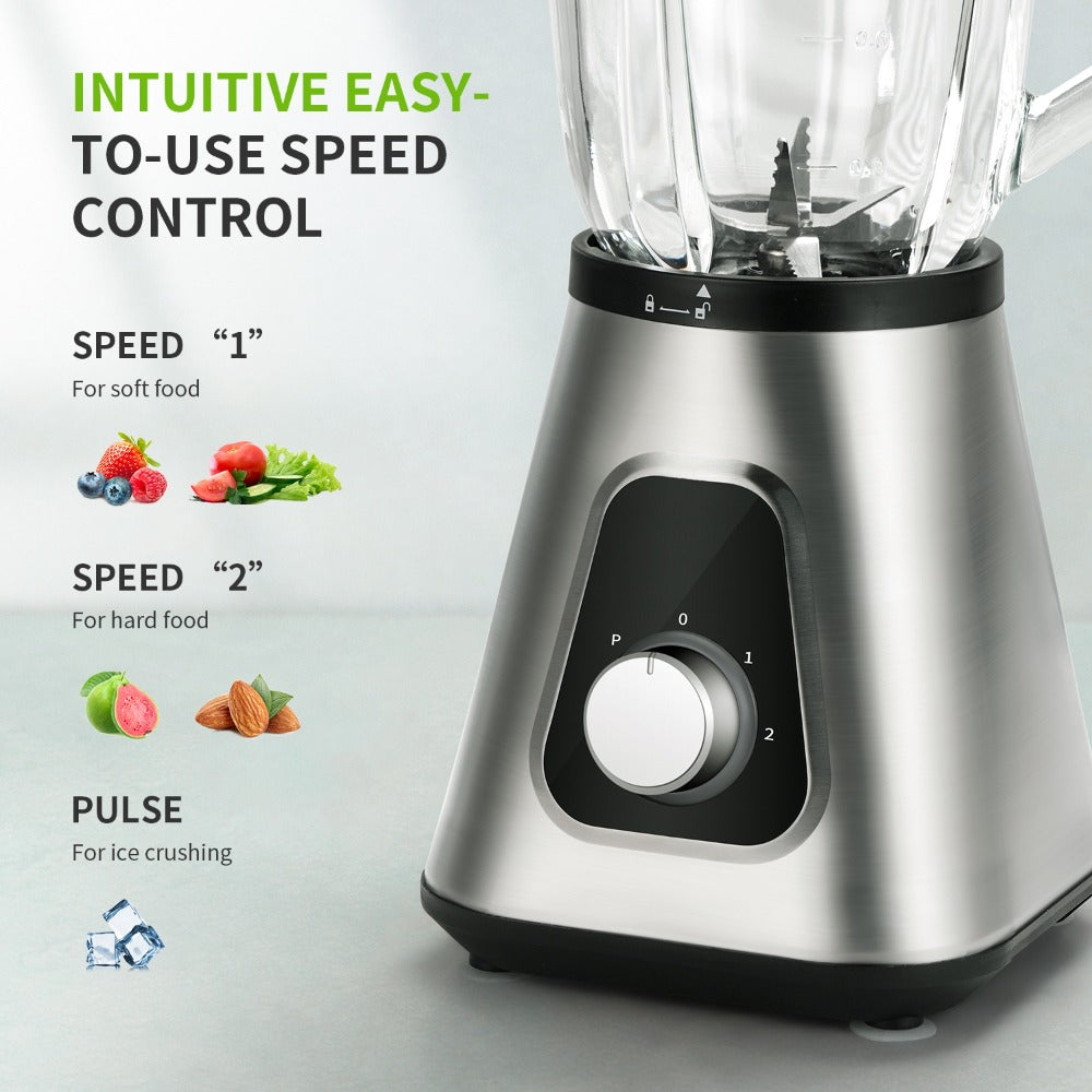 Countertop Blender 52oz Glass Jar & 22oz Portable Cup - 3-Speed Smoothie Juicer for Kitchen, Frozen Fruit