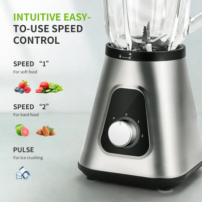 Countertop Blender 52oz Glass Jar & 22oz Portable Cup - 3-Speed Smoothie Juicer for Kitchen, Frozen Fruit
