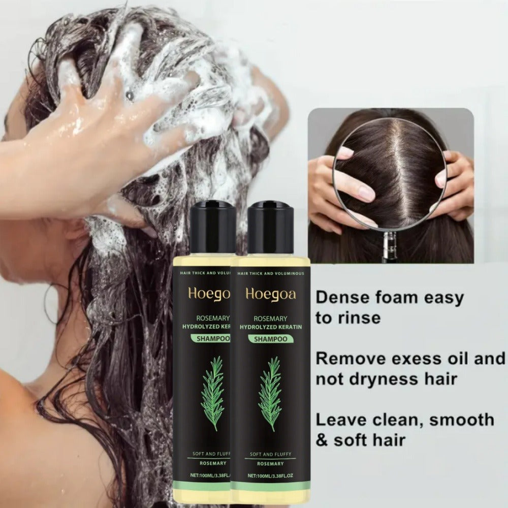 Rosemary Vitamin C Keratin Shampoo Set 3 Bottles, Deep Cleanse Moisturize & Strengthen Hair, Scalp Stimulating Antioxidant Formula