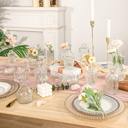Glass Bud Vases Set of 64 Small Clear Flower Vases for Centerpieces Wedding Table Decor Rustic Vintage Home Decoration Multi-Size Mini Vase