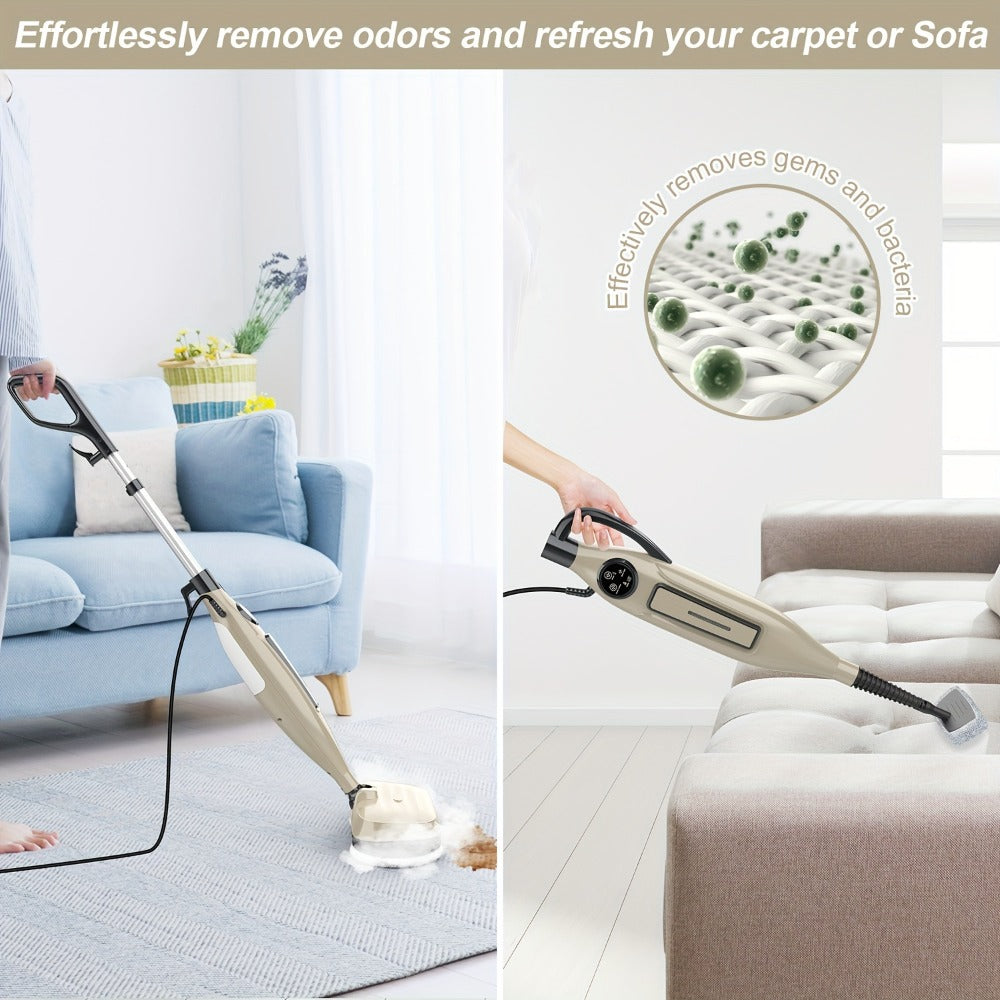 Steam Mop 10-in-1 Spinning Rotating Mop Pads with Steam Blaster Technology - 3 Steam Modes, LED Headlights