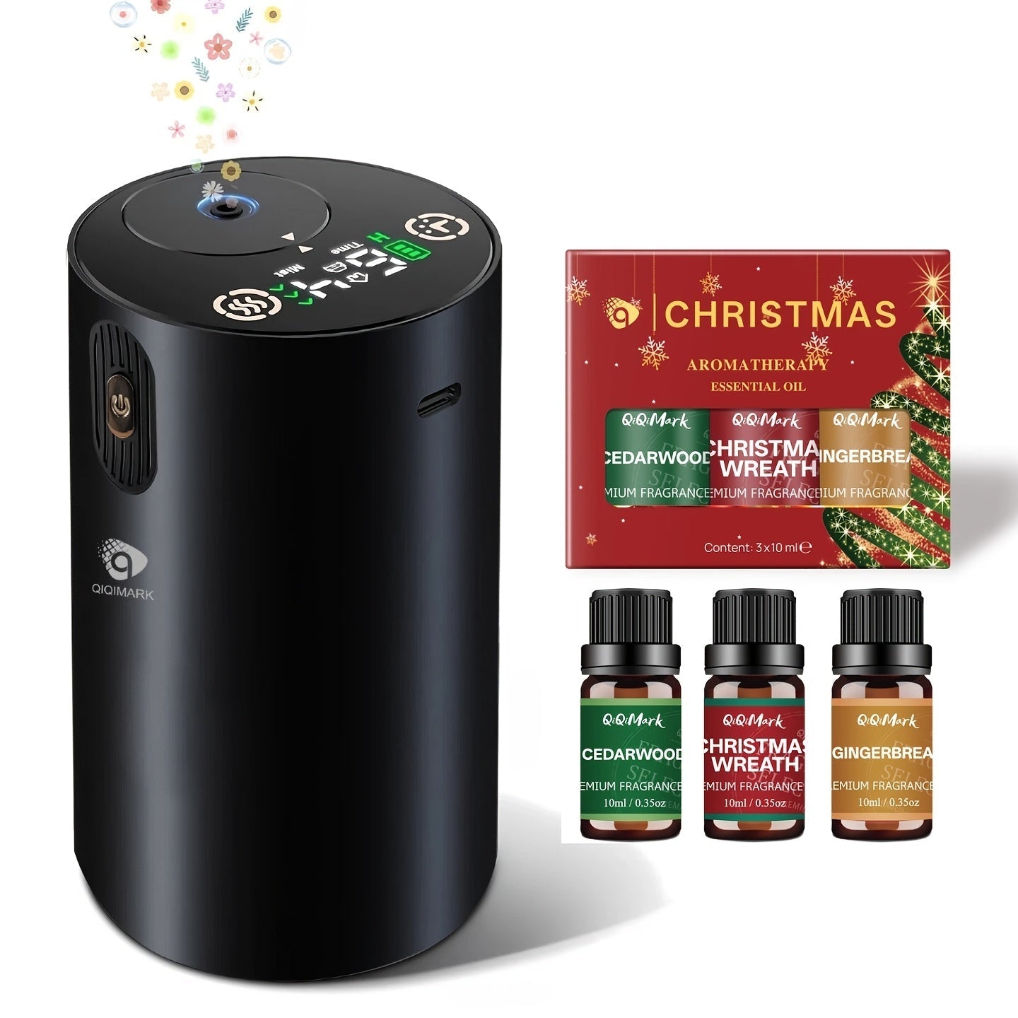 Waterless Essential Oil Diffuser with Four Mist Levels, 1–6 Hour Timer and Silver or Black Oil Bundles