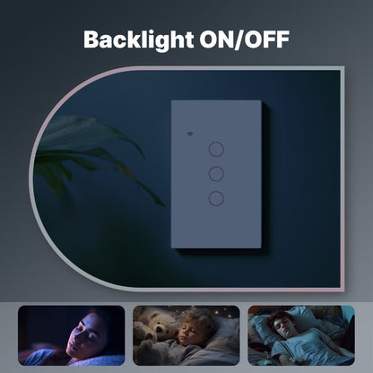 No Neutral Wire Smart Touch Wall Switch MOES WiFi 1/2/3 Gang Single Fire, Works with Alexa & Google Home