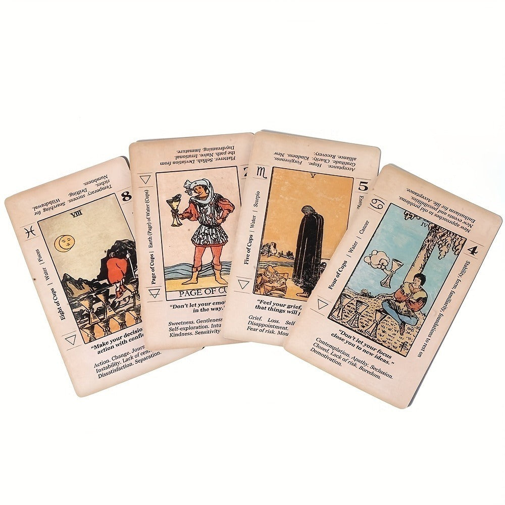 Tarot Cards 78-Card Deck with PDF Guidebook for Beginners – Complete Vintage Spiritual Reading Set, Full Major & Minor Arcana