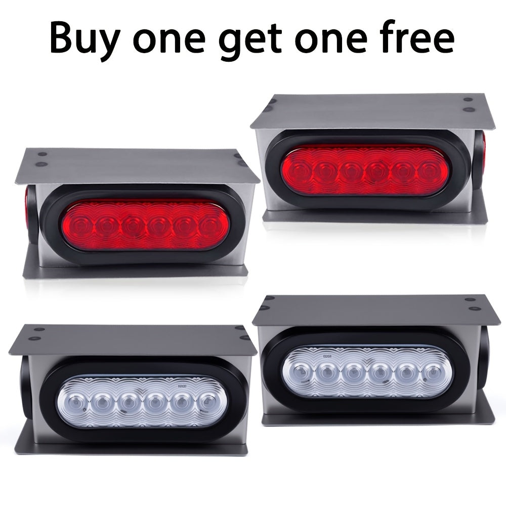 LED Trailer Tail Lights Steel Housing Box 6" Oval Stop Turn Tail Light + 2" Round Amber Marker Lights DOT Rated Heavy Duty for Semi Truck