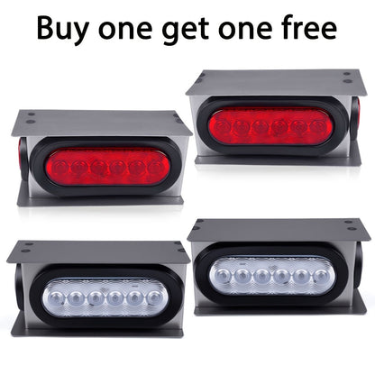 LED Trailer Tail Lights Steel Housing Box 6" Oval Stop Turn Tail Light + 2" Round Amber Marker Lights DOT Rated Heavy Duty for Semi Truck