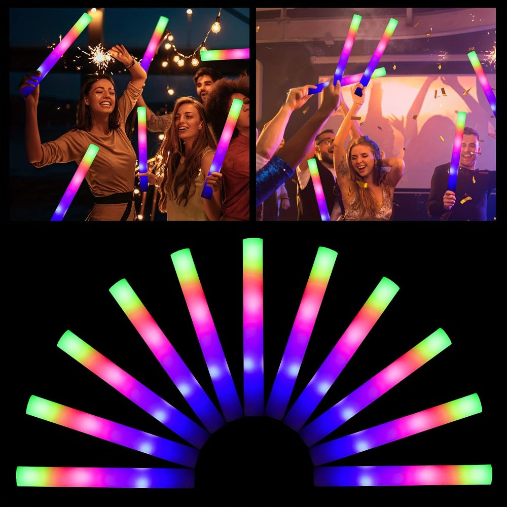 LED Glow Sticks Party Set, Foam Glow Sticks with 3 Light Modes, Glow Glasses, Headbands & Finger Lights for Rave